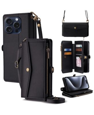 Wallet Case for iPhone 12-17, Card Holder with Wrist And Crossbody Straps