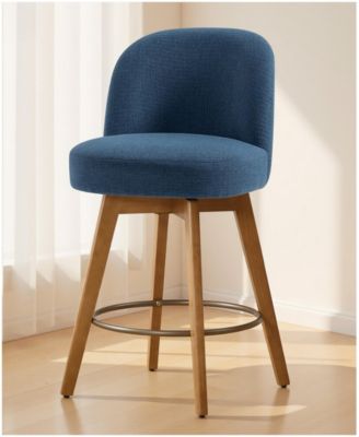 26" Mid-Century Swivel Counter Height Bar Stools, Chenille Fabric Kitchen Stools