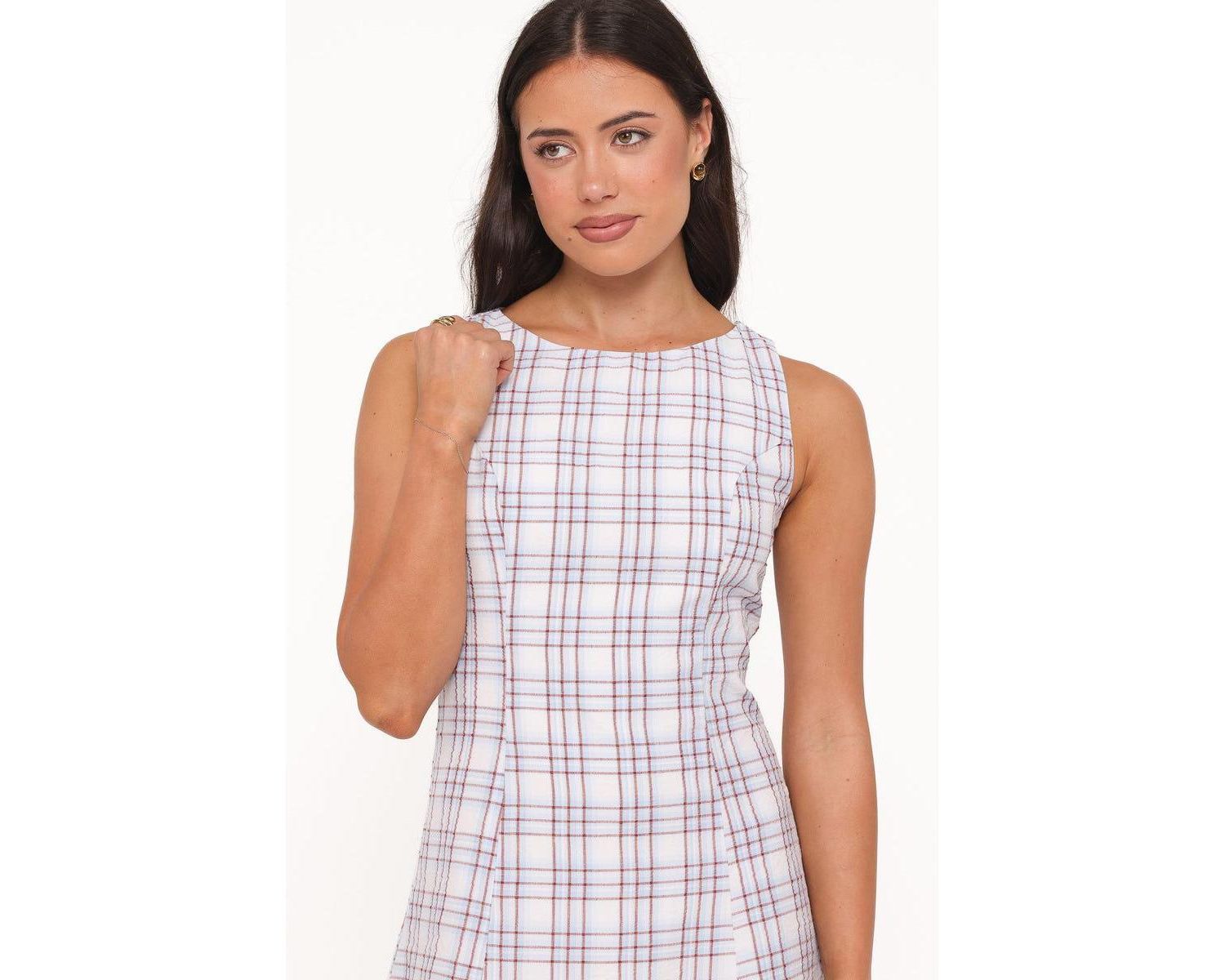 Women's Circe Plaid A-Line Boat Neck Mini Dress