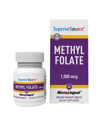 Methylfolate 5-MTHF 1,000 mcg, Quick Dissolve MicroLignual Tablets, 60 Ct, Biologically Active Form of Folate
