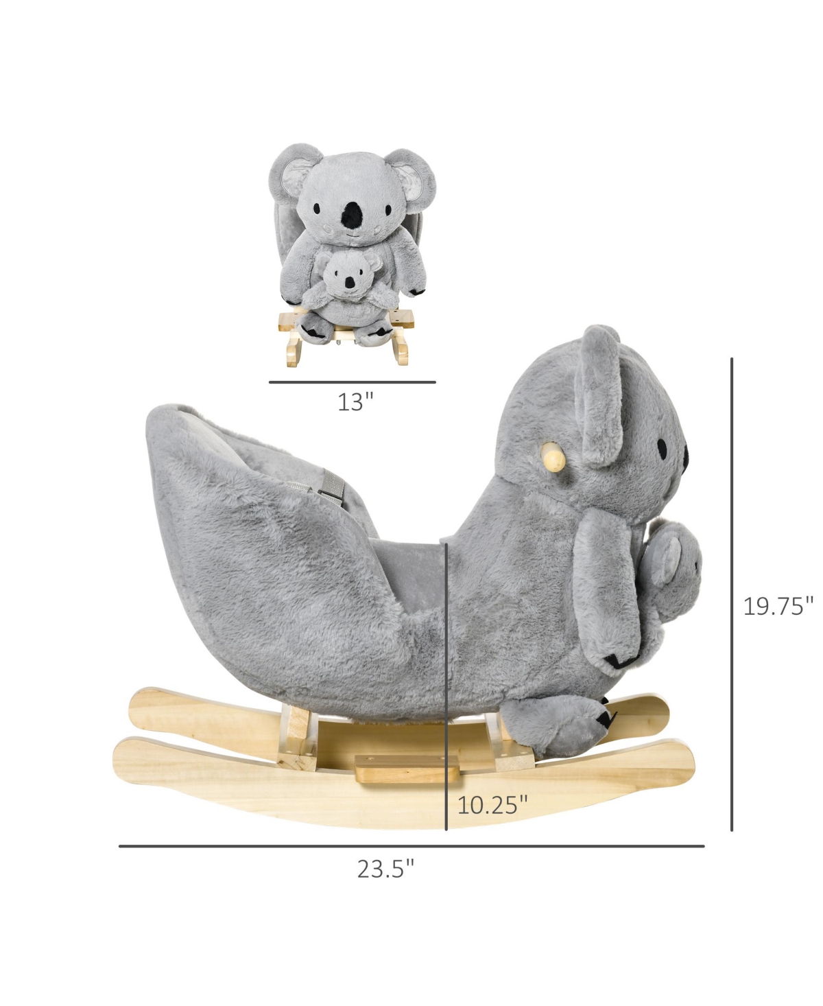 Glintex Rocking Koala with Realistic Sounds, Poplar Wood, 99 lbs Capacity, Ages 18-36 Months
