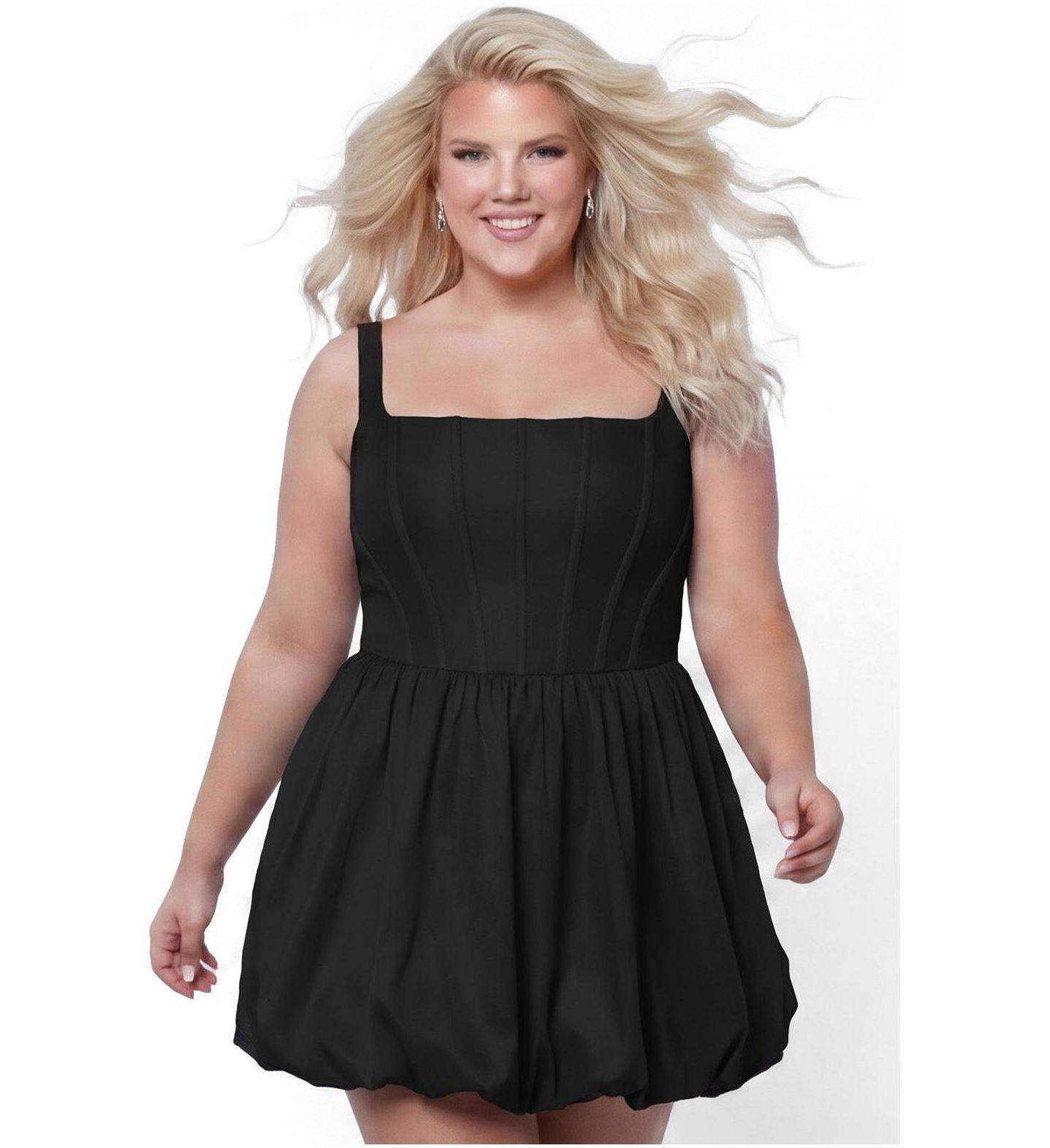 Женское платье Sydney's Closet Plus Size Reverie Bubble-Hem Square-Neck Sleeveless Dress, цвет: Чёрный — фото 3
