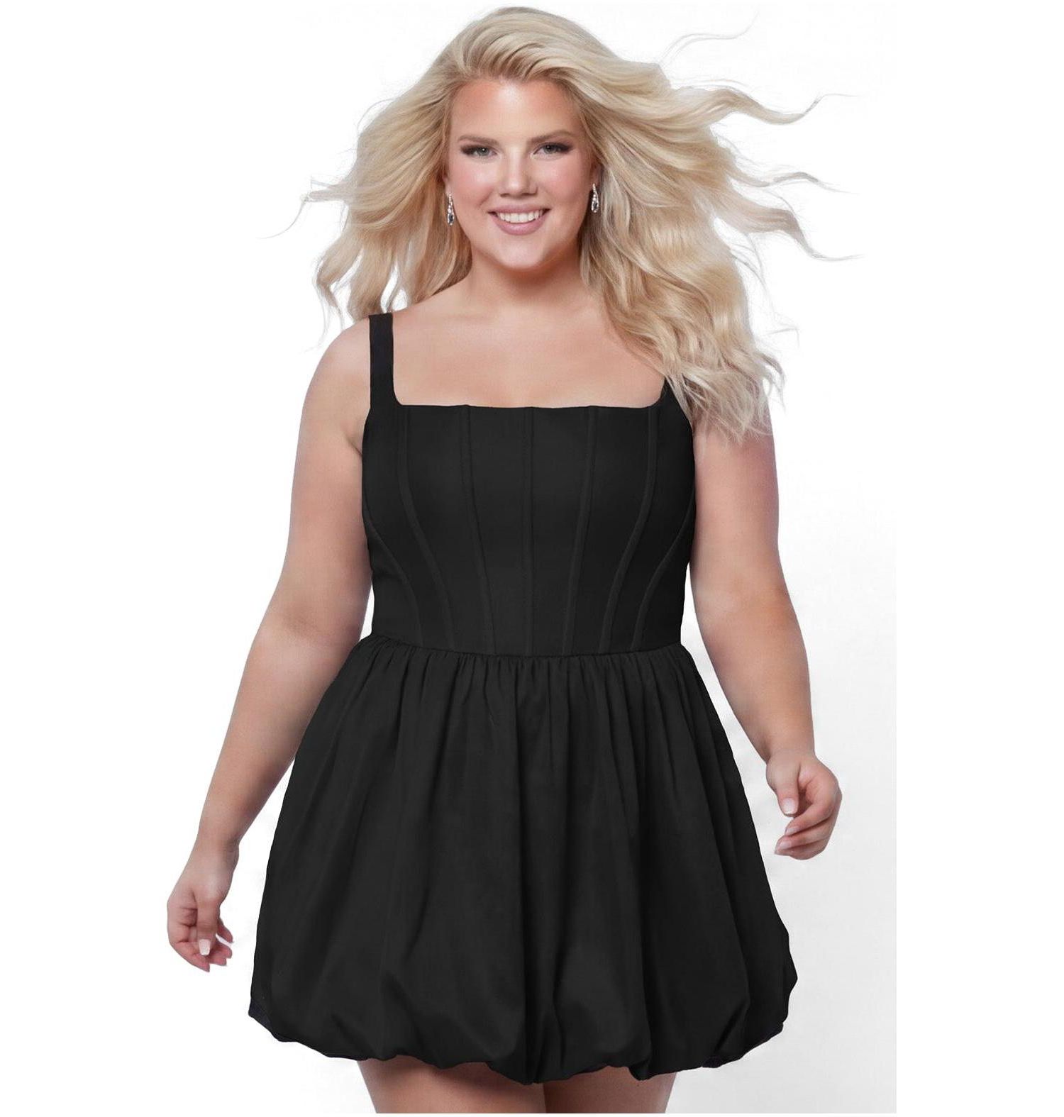 Plus Size Reverie Bubble-Hem Square-Neck Sleeveless Dress