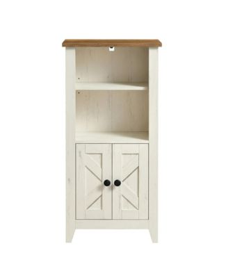 Bathroom Storage Cabinet, Freestanding Farmhouse Cabinet with Doors and Shelves, Narrow Bathroom Storage, 15.9 x 8.7 x 33.9 inches
