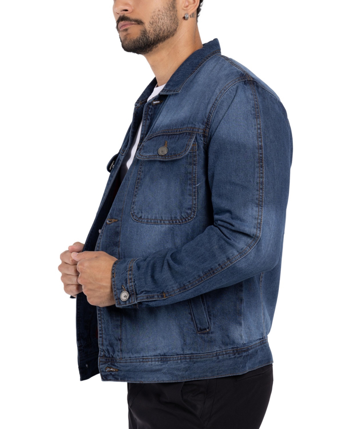 Xray Men's Plaid Lined Denim Jacket