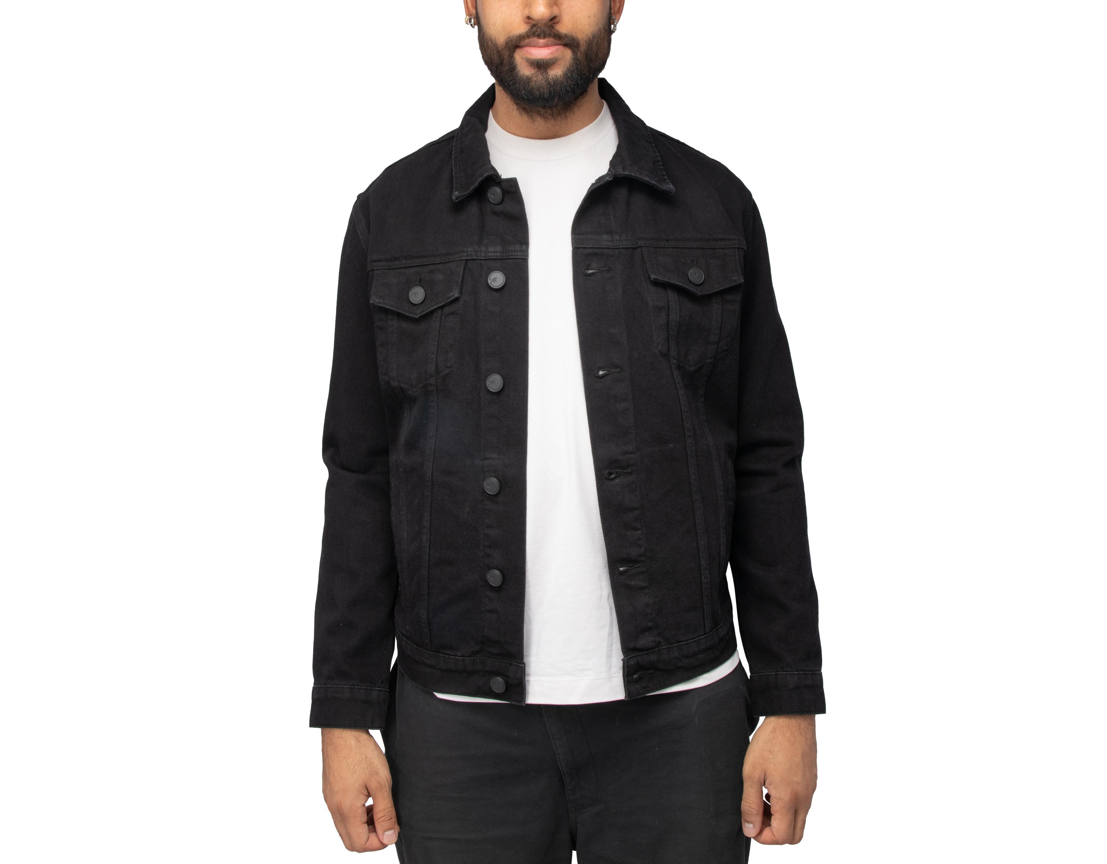 Xray Men's Rhine Stone Graphic Back Denim Trucker Jacket