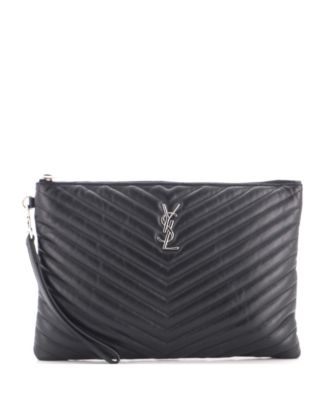 Medium Classic Monogram Matelasse-Chevron Leather Wristlet Pouch