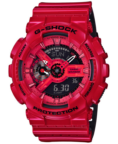 G-Shock Men's Analog-Digital Glossy Red/Black Dual Layer Resin Strap Watch 51x55mm GA110LPA-4A