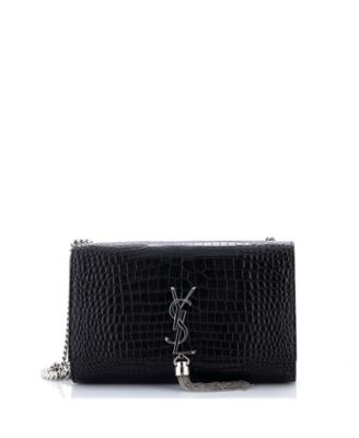 Kate Classic Monogram Embossed Leather Chain-Strap Tassel Crossbody Bag