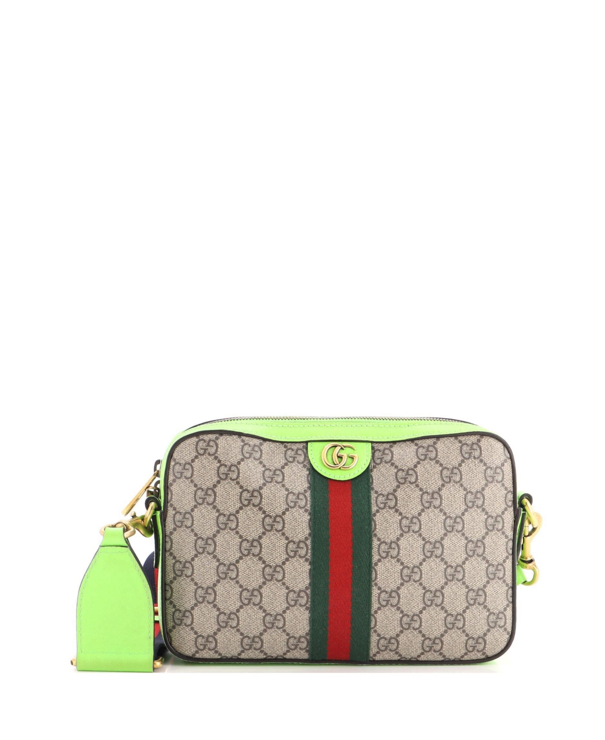 Pre-Owned Gucci Small Ophidia Zip Wristlet Shoulder Bag Gg Coated Canvas - Brown