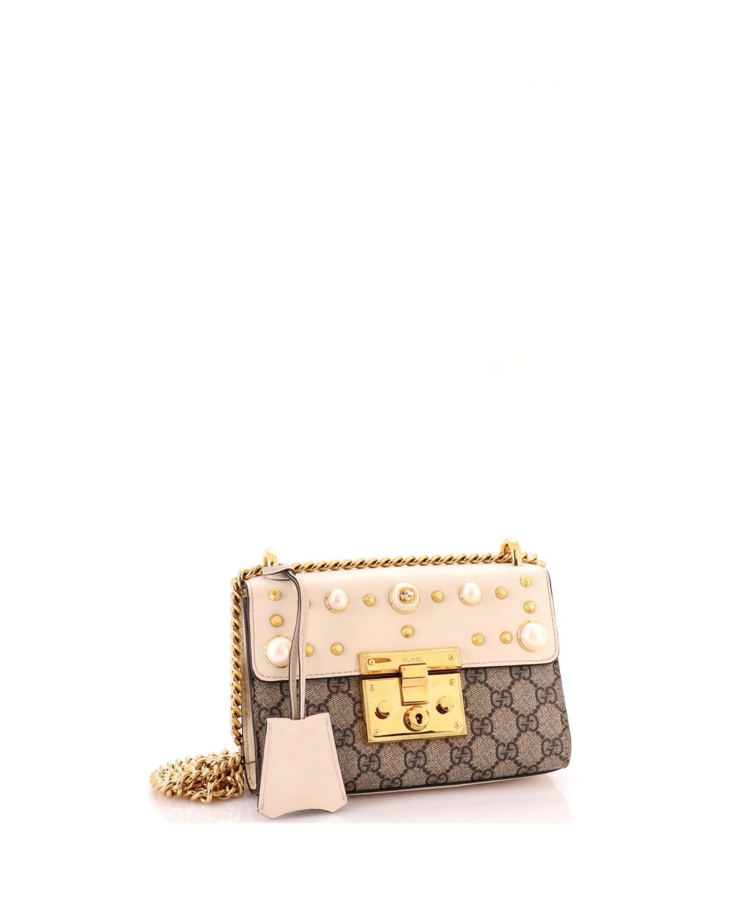 Small Studded Pearly Padlock Shoulder Bag
