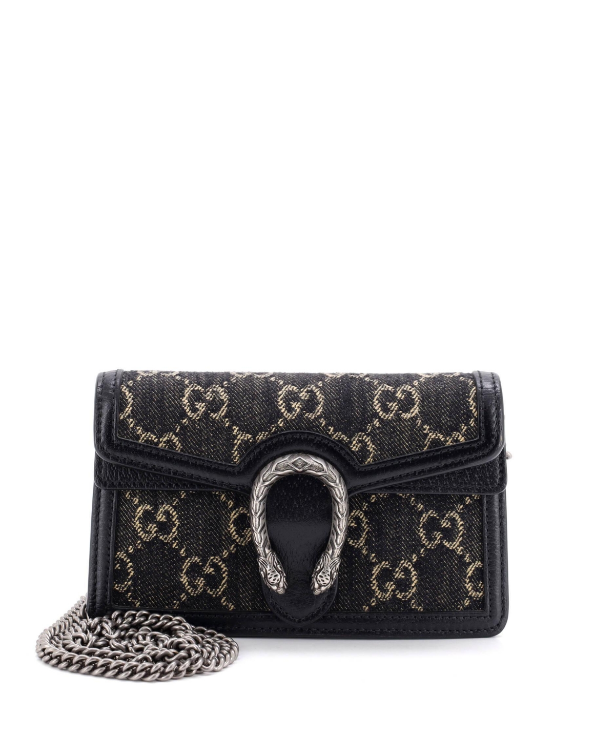 Pre-Owned Gucci Super Mini Dionysus Bag Gg Denim - Black