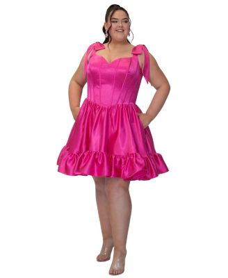 Plus Size Playful Corset Satin Ruffle Dress