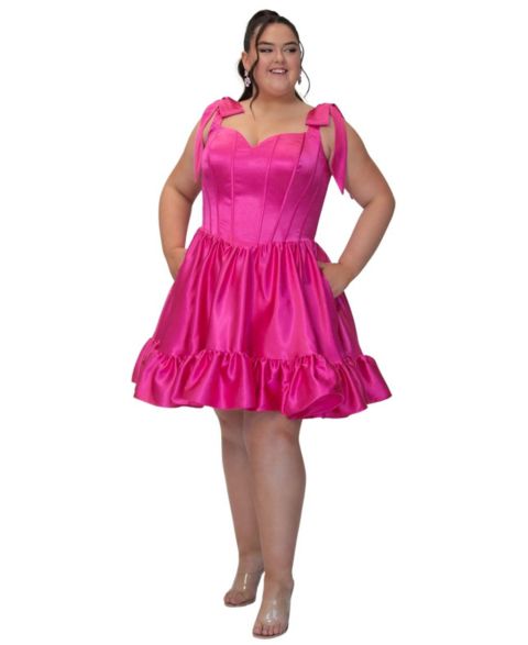 Женское платье Sydney's Closet Plus Size Playful Corset Satin Ruffle, цвет: Lipstick