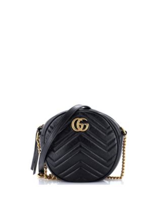 Mini Round Leather GG Marmont Shoulder Bag