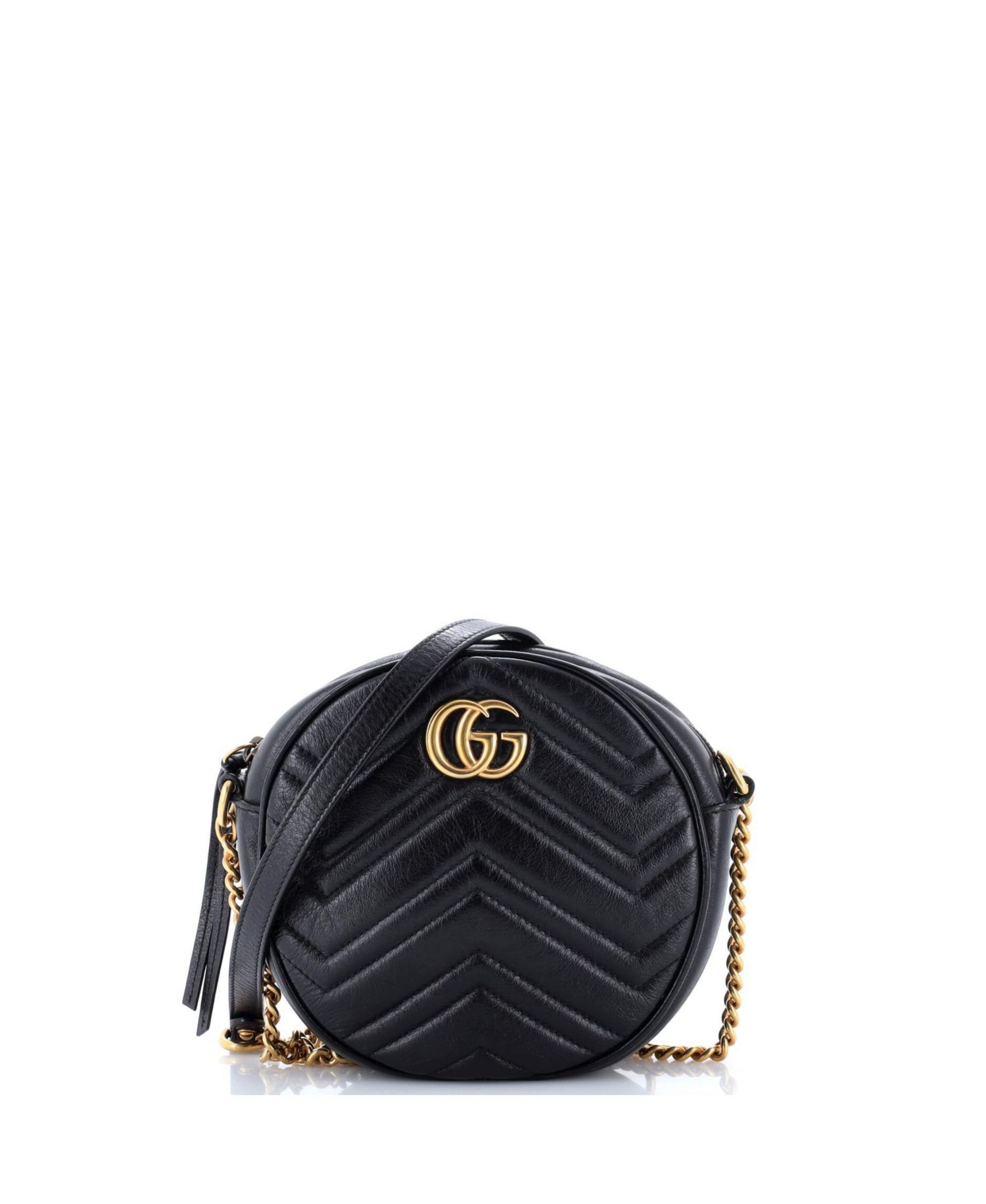 Mini Round Leather GG Marmont Shoulder Bag