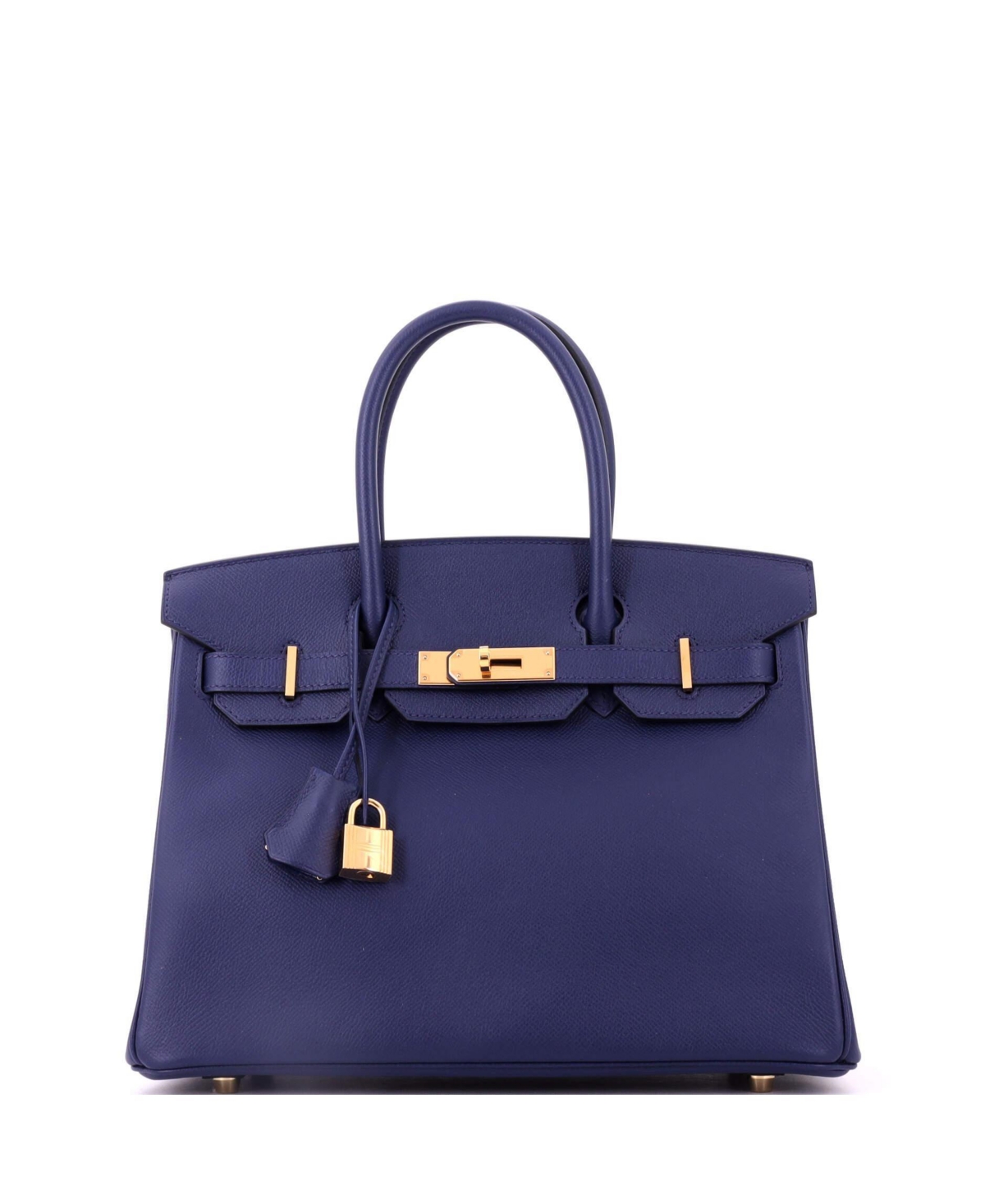 Pre-Owned Hermes Birkin 30 Handbag Blue Epsom with Gold Hardware - Blue