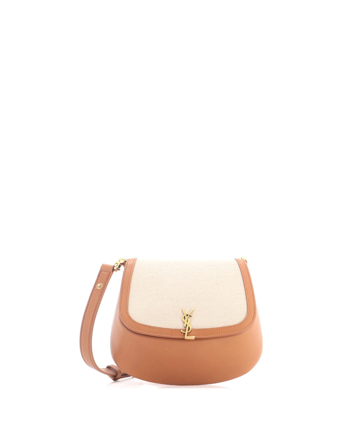 Pre-Owned Saint Laurent Voltaire Leather and Canvas Mini Top-Handle Bag - Brown