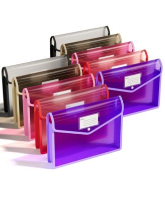 Transparent Plastic Expanding File Folders Snap Closure Large Capacity Sturdy Document Organizers