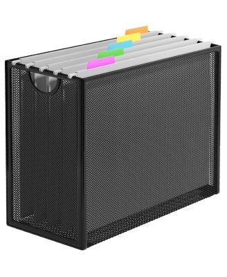 Metal Mesh Hanging File Organizer With Handle Letter Size Document Storage