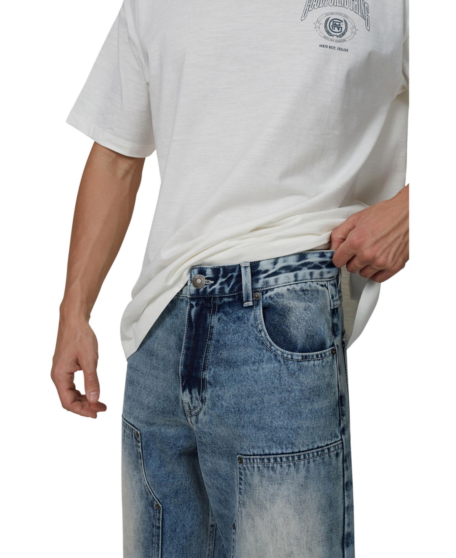 Men's Straight-Leg Mid Rise Double-Knee Jeans