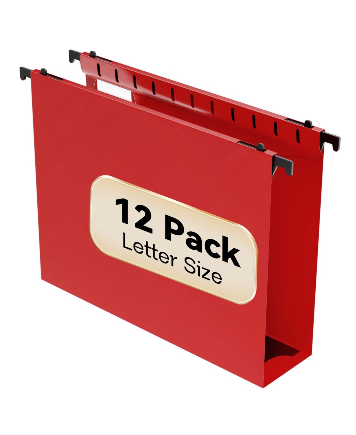 Danrong 12 Pack Plastic Hanging File Folders 2 Inch Expansion Heavy Duty Organizer - Red
