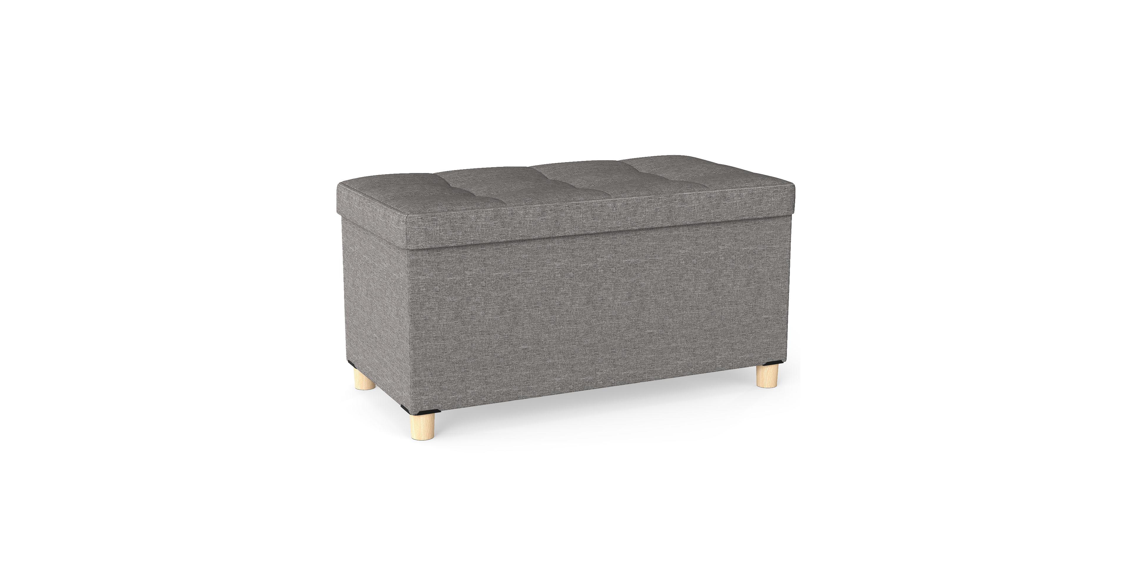 Mecale 30 Inches Storage Ottoman Bench with Tray and Rubber Wood Legs