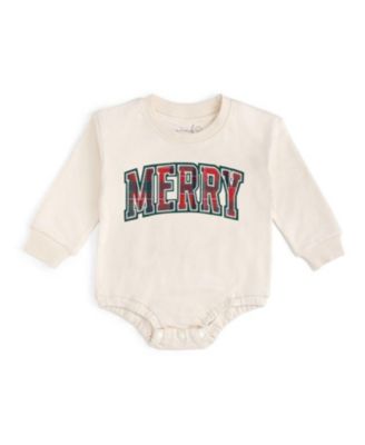Baby Boys 0-18M Merry Tartan Patch Christmas Long Sleeve Romper