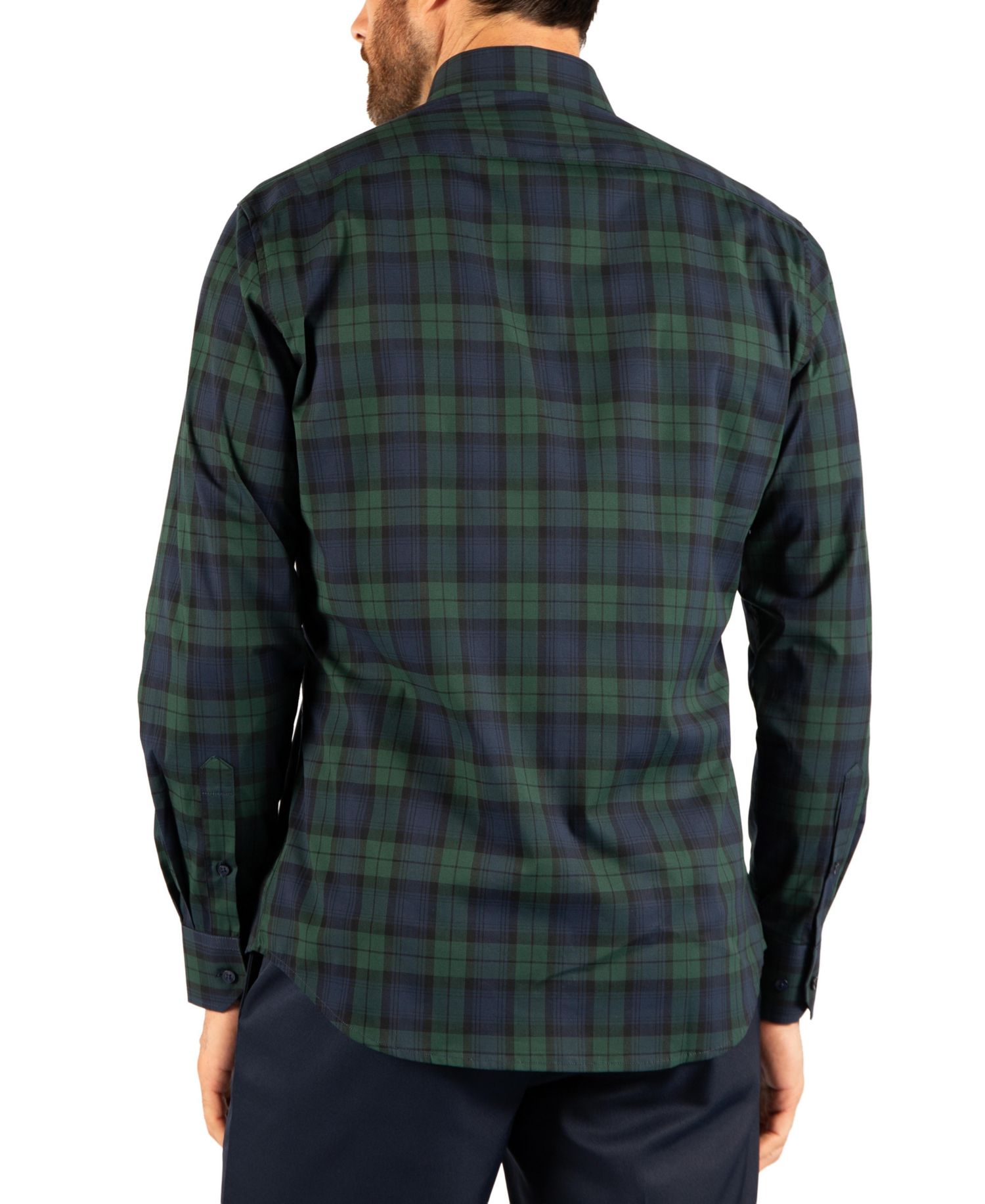Men's Holiday Tartan Blackwatch Plaid Long Sleeve Shirt