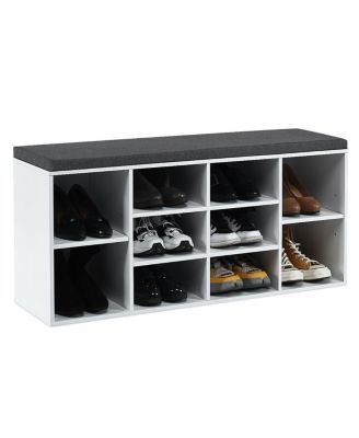 10 Cube Organizer Shoe Storage Bench with Cushion for Entryway