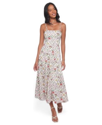 Women's Botanique Floral-Print A-Line Square Neck Midi Dress
