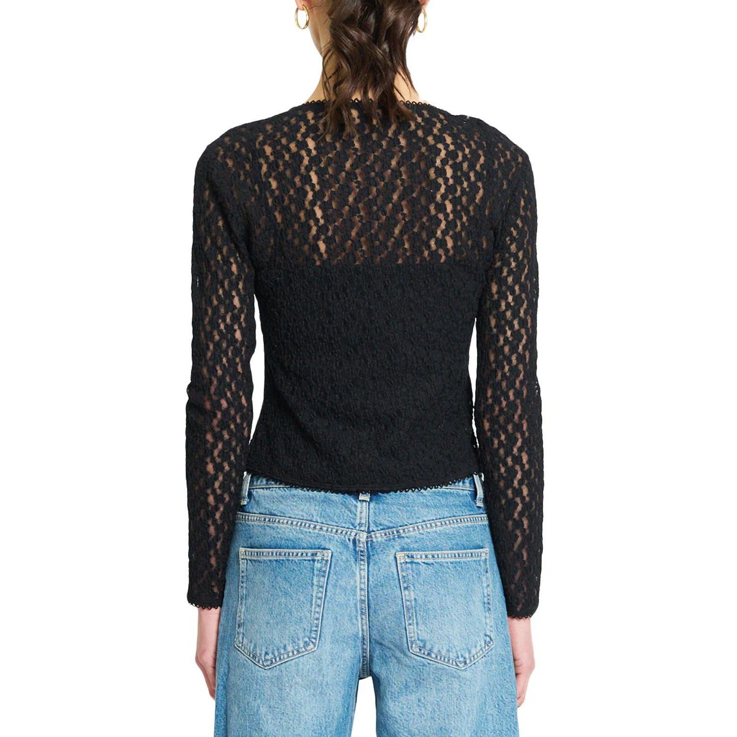 Women's Floral-Lace Long-Sleeve Crewneck Sweater