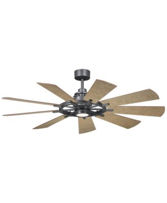 60" Kichler Gentry LED Anvil Iron 9-Blade Wall Control Ceiling Fan