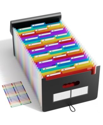 26 Pocket Accordion File Organizer A-Z Tabs Expanding Folders Home Office Organization