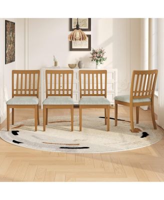 Modern Dining Chairs Set of 4, Curved Backrest Kitchen Side Chairs, Upholstered Padded Seat, Apartment-Friendly Seating