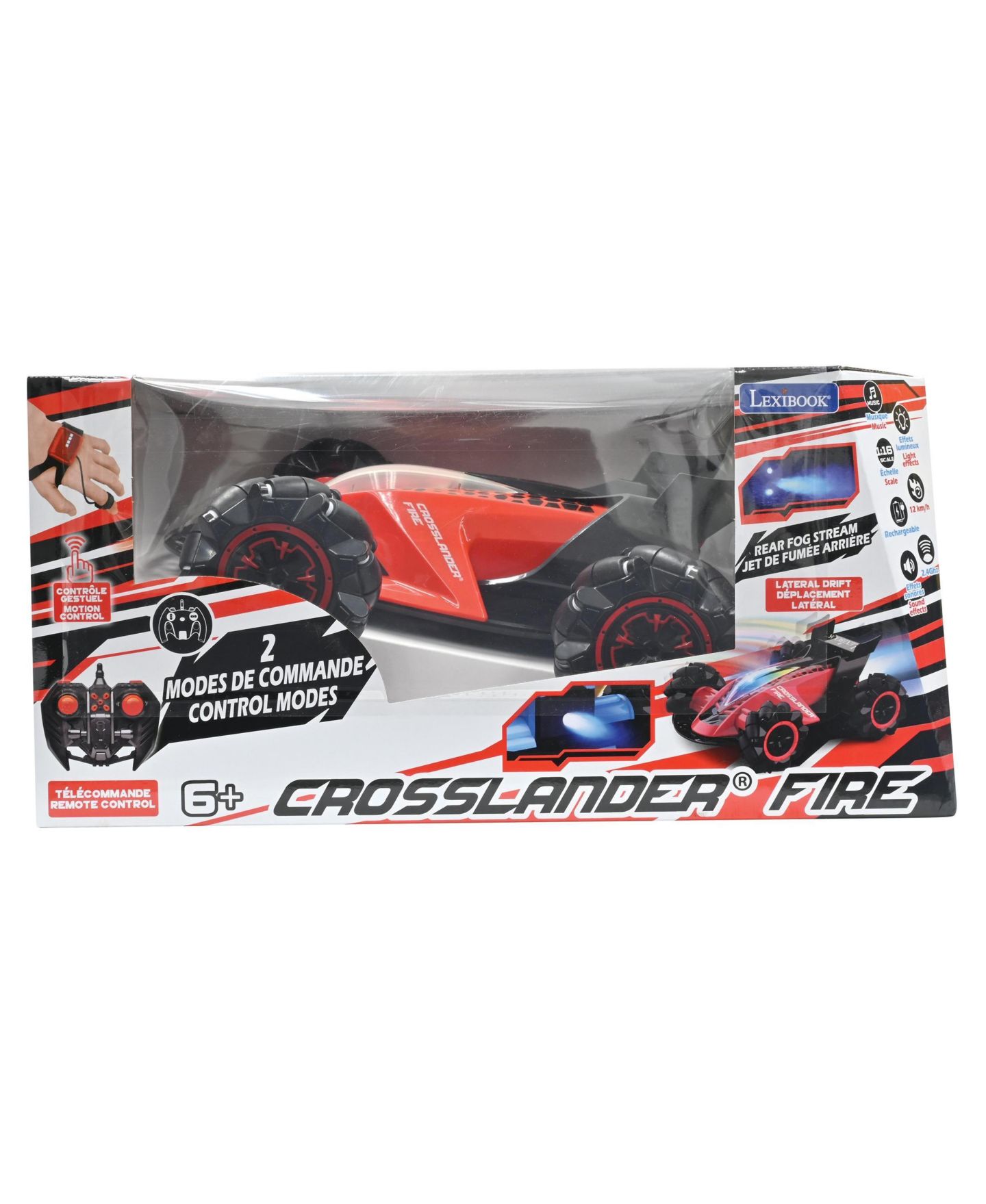 Детская игрушка Lexibook Crosslander Fire 4WD Gesture-Control Rechargeable Stunt Car, цвет: Красный — фото 5