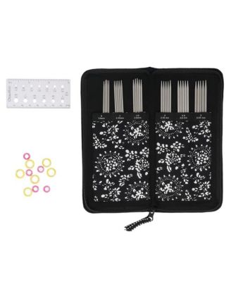 Stainless Steel Double Point Knitting Needle Set Laser Marked Size Storage Case