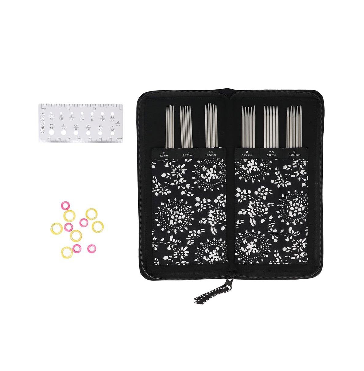 Aeelike Stainless Steel Double Point Knitting Needle Set Laser Marked Size Storage Case