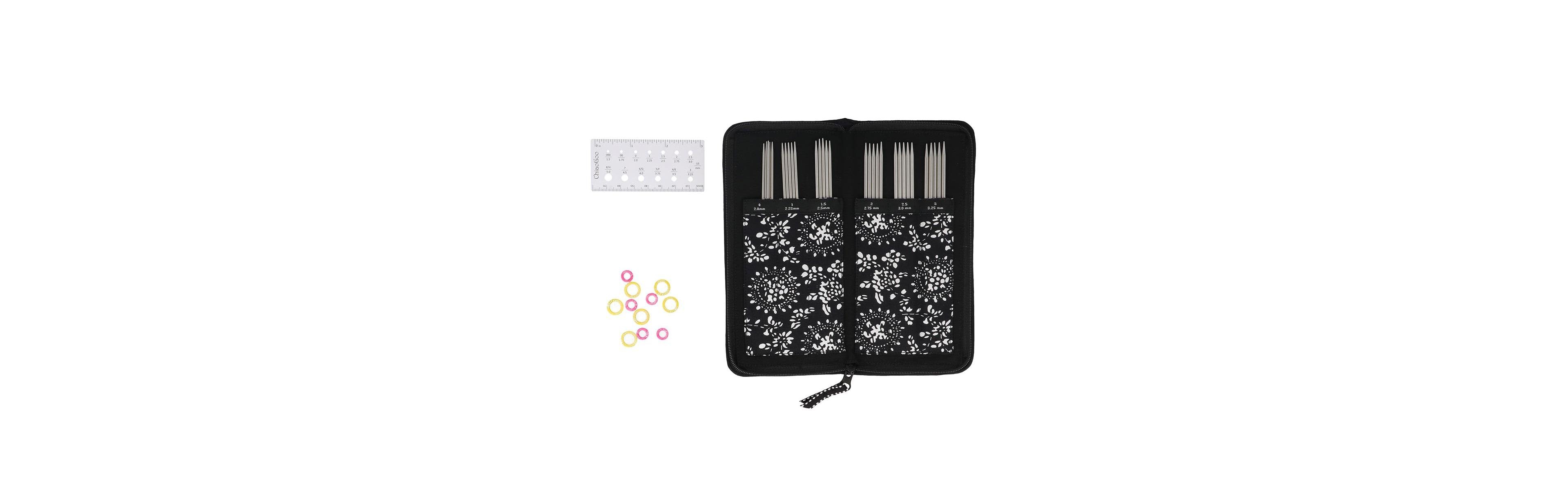 Aeelike Stainless Steel Double Point Knitting Needle Set Laser Marked Size Storage Case