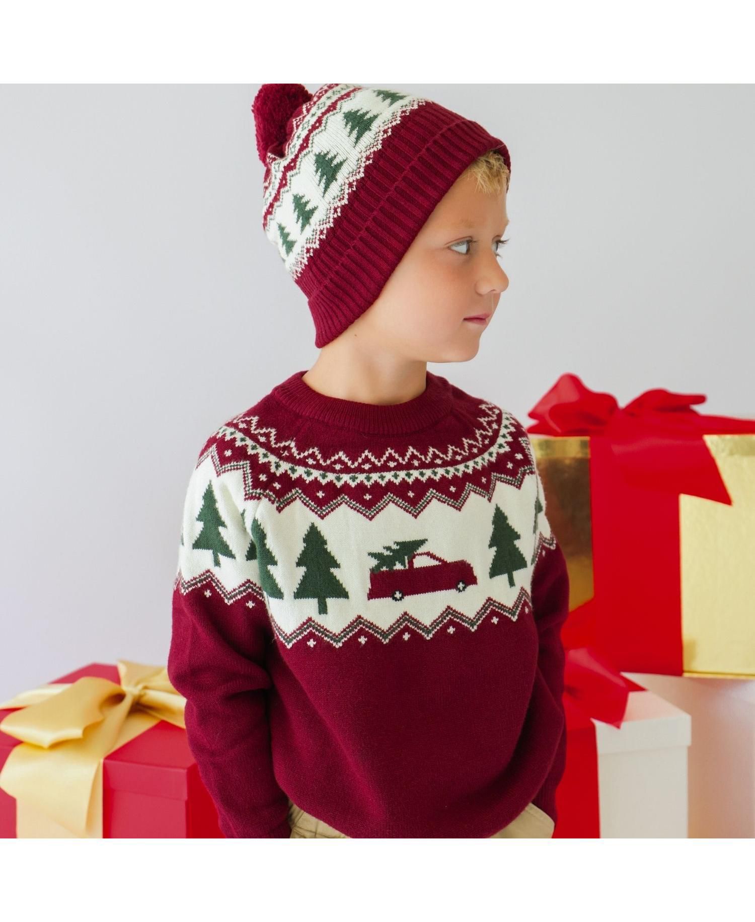 Big Boys (10-12) Christmas Truck Fair Isle Sweater
