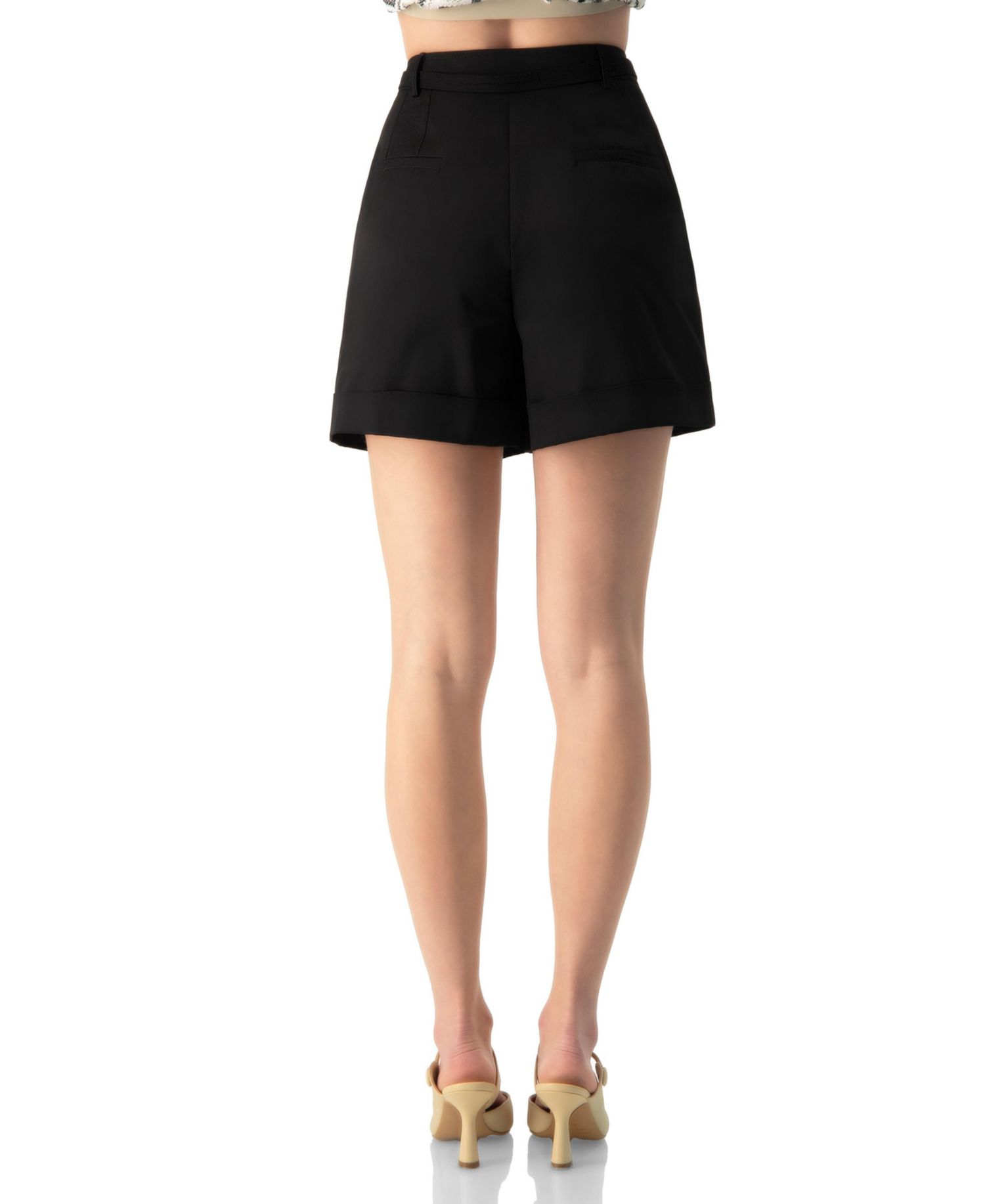 Women's High-Waist Tailored Wide-Leg Cuffed Shorts