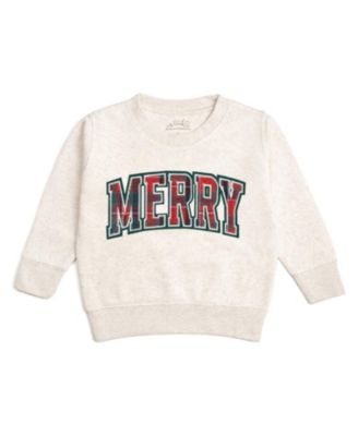 Boys (5-8) Merry Tartan Patch Christmas Sweatshirt