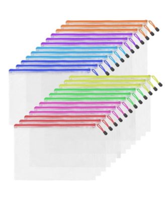 A4 Mesh Zipper Pouch Bags Office Travel Classroom Organization Storage