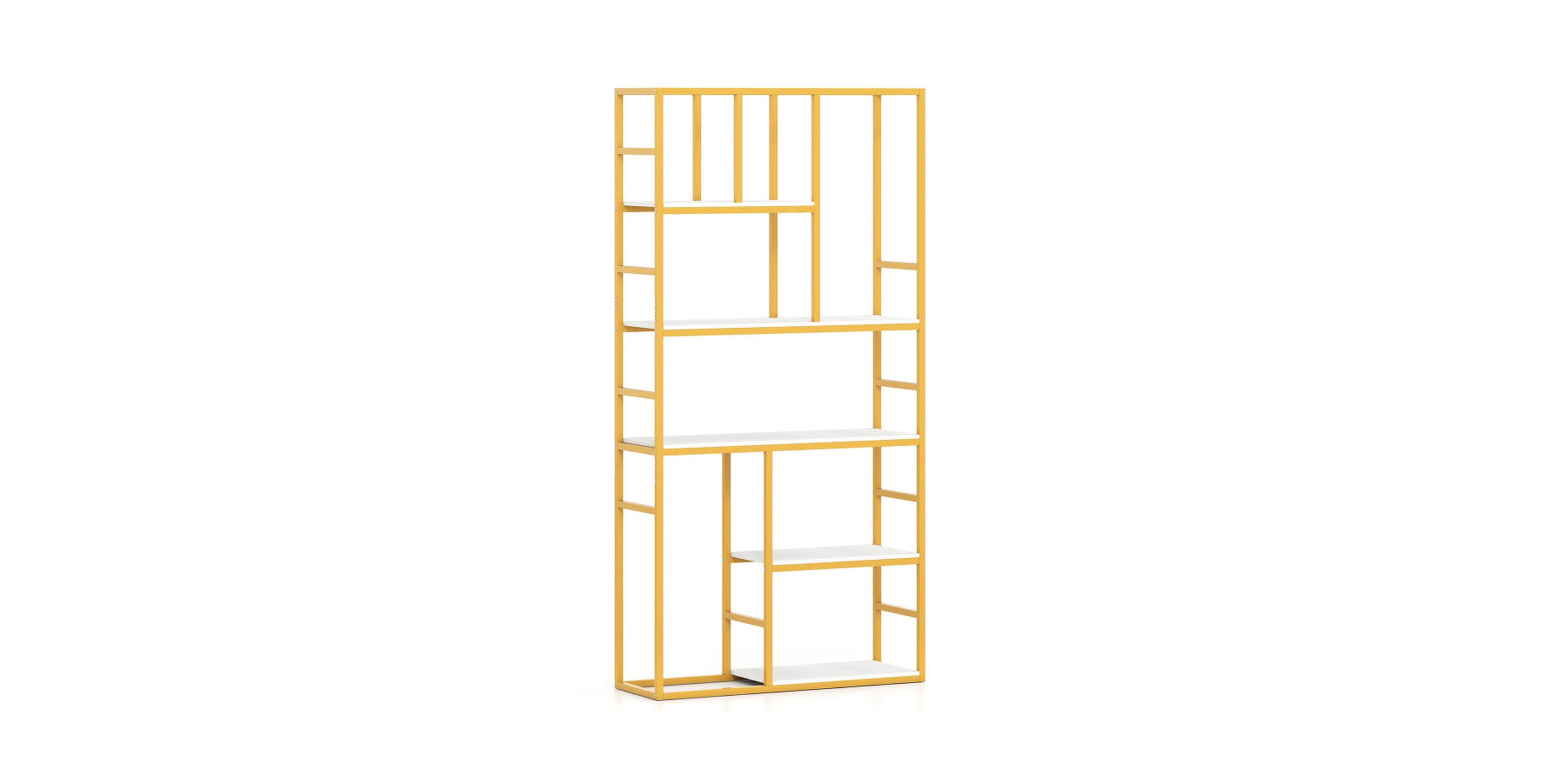 Gouun 71-Inch Geometric Bookcase for Staggered Display Storage