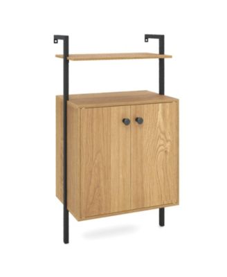 2-Door Wall Mounted Bookshelf for Concealed Storage