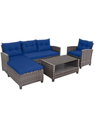 4-Piece Outdoor Rattan Sofa Set with Coffee Table