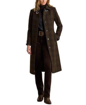 Women's Plaid Wool-Blend Belted Coat