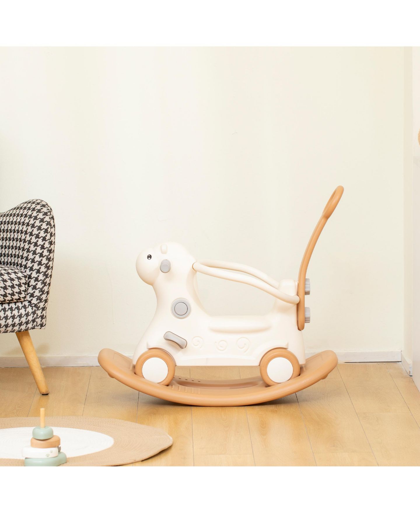Детская игрушка Glintex 4-in-1 Rocking Horse with Detachable Balance Board and Push Handle, Ages 1-3, цвет: Коричневый — фото 9
