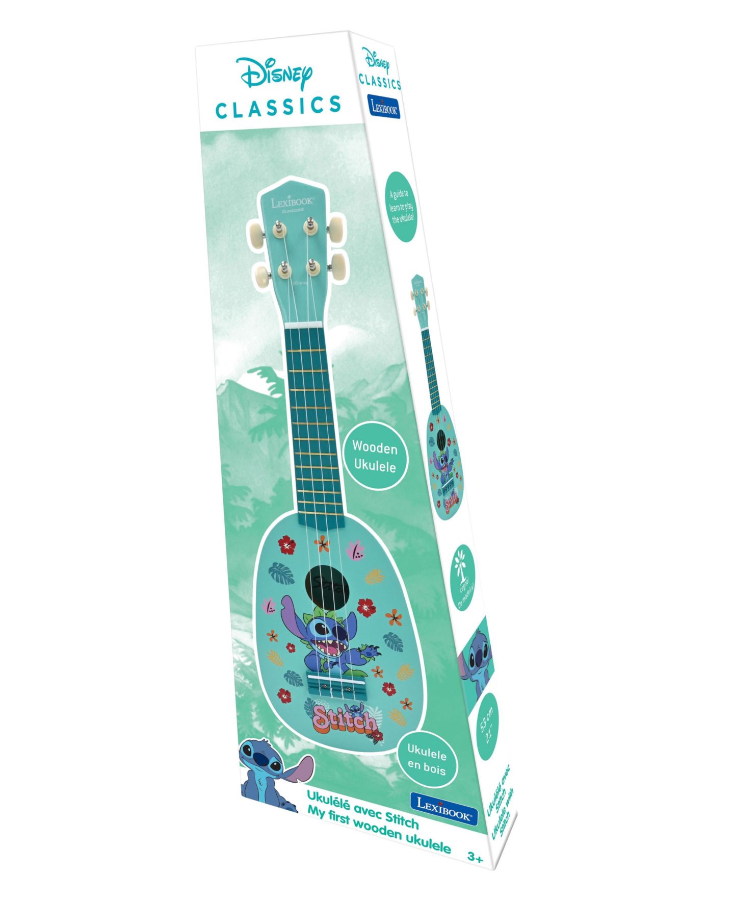 Детская игрушка Disney Stitch My first wooden ukulele, 4 nylon strings, 53 cm, guide included, цвет: Синий — фото 8