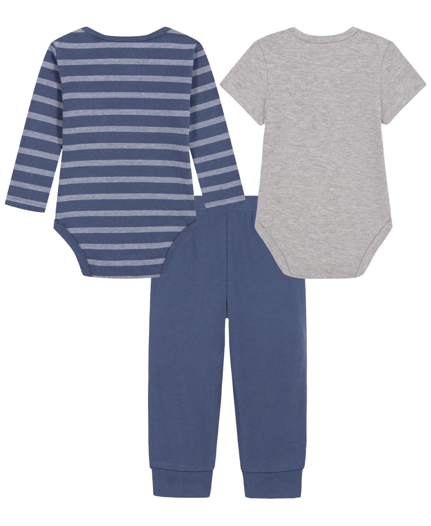 Calvin Klein Baby Boys' Cotton-Blend Knit Bodysuits and Jogger Pants, 3-Piece Set, цвет: Тёмно-синий / Серый — фото 2